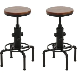 MCW Barhocker N23 2er-Set höhenverstellbar drehbar Braun