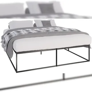 deluke Metallbett SUKAR Metall Schwarz 185,5x205,5x46,5cm Bett 180x200 Bettrahmen Metall Doppelbett