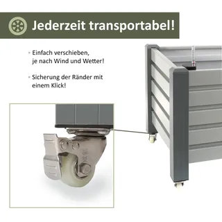 Hochbeet Undine mit integrierter Bewässerung, rollbares Kräuterbeet aus Aluminium