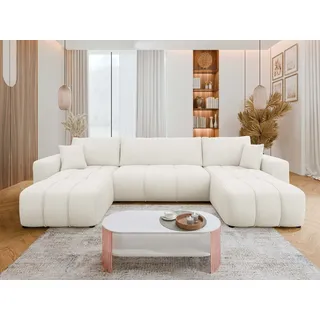 MIRJAN24 Wohnlandschaft Fetrinu U, mit Bettkasten und Schlaffunktion, Rückenlehne in Form beweglicher Kissen beige