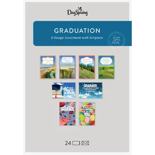 DaySpring - Congrats Graduate - Graduation - 24 Karten & Umschläge (8 Design-Sortiment mit Schrift) (J4924)