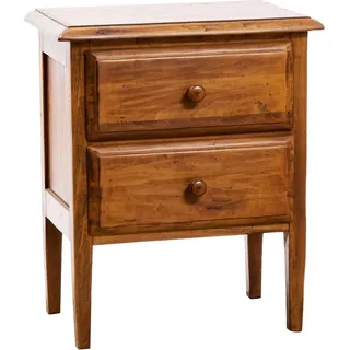 Biscottini - Landhaus Nachttisch Aus Massivem Lindenholz Mit Nussbaum-finish L55xpr35xh65 Cm. Made In Italy