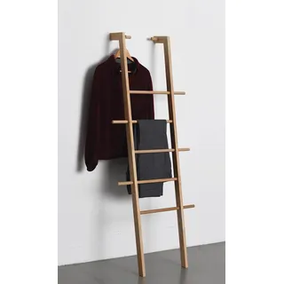 TIDYBOY Kleiderleiter & Kleiderständer Holz, Handtuchleiter & Handtuchhalter aus Massivholz, Designer Holzleiter auch als Dekoleiter, Herrendiener oder Stummer Diener Leiter Handgearbeitet (Eiche N)