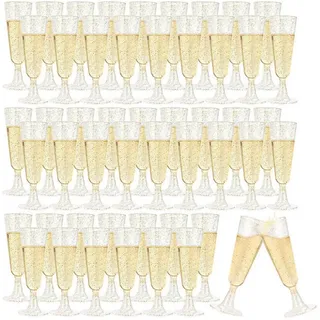 LuxusKollektion Sektglas Sektgläser 50er 150ml Plastik BPAfrei Stapelbar 50stk-goldrosa beige