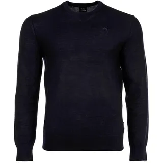 Armani Exchange AX ARMANI EXCHANGE Herren, Strickpullover - Schurwolle, Rundhals, Logo, einfarbig blau, XL,