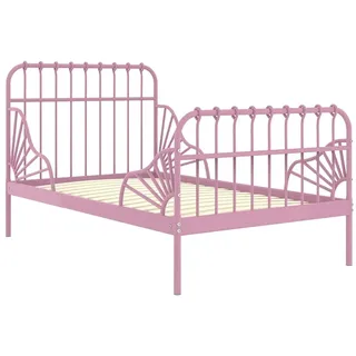 vidaXL Ausziehbett Einzelbett Tagesbett Metallbett Bett Bettrahmen Bettgestell Schlafzimmerbett Schlafzimmermöbel Rosa Metall 80x130/200cm