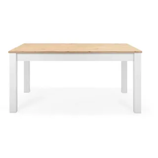 Newroom Esstisch Wildeiche 215 cm, ausziehbar 160-215 cm inkl. Tischplatte Weiß Wildeiche Vintage weiß