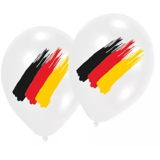 6 Party Luftballons schwarz-rot-gold