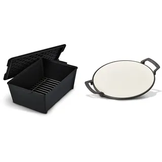 Enders Switch Grid Dutch Oven Rib Roaster Schwarz emailliert & Switch Grid Pizzastein, Halter aus Gusseisen