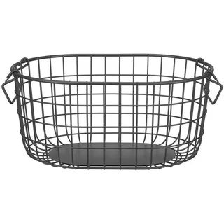 blomus Aufbewahrungskorb -KAGO- Aufbewahrungsbox, Gitterkorb, Organizer: moderner Drahtkorb (1 St), moderner Designfokus, Metall, Henkel zum Tragen, Stapelbar schwarz 27 cm x 17 cm x 37 cm