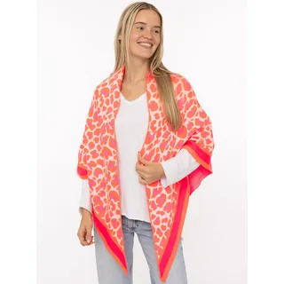 Zwillingsherz Dreieckstuch "Leo-Rand", Damen, pink koralle, Strick, Materialmix, gemustert, mehrfarbig, Modetücher, Leopardmuster, Strick, wärmend