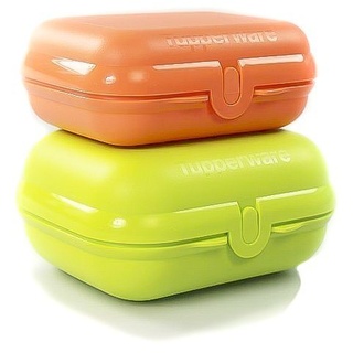 TUPPERWARE Lunchbox Twin Größe 3 limette + Größe 2 orange + SPÜLTUCH