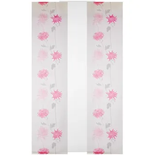 BestLivings Elena Flächenvorhang Klettband 60 x 260 cm Himbeere Floral 3 St.