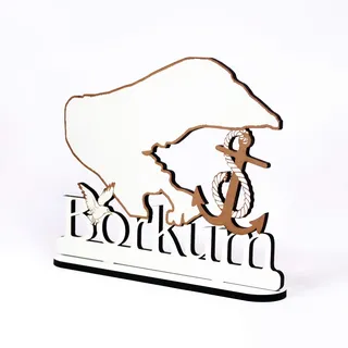 Aufsteller Insel Borkum - Schild zum Hinstellen - Anker Möwe Dekoschild