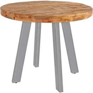 Esszimmertisch rund 140 cm Mangoholz naturfarben silber Adelina