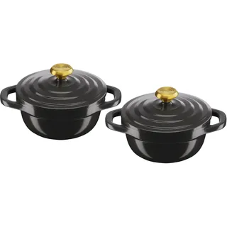 Tefal Air Mini-Schmortopf, 2er-Set, 11 cm, antihaftbeschichtet, Aluminiumguss (leichter als Gusseisen), mit Deckel, grau, E255S204