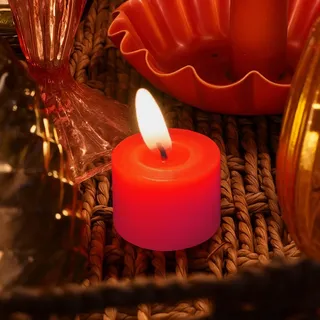 Talking Tables Batteriekerzen, flammenlose rote LED-Teelichtkerze, flackernd, Wachs-Finish, Tafelaufsatz, Weihnachten, Halloween, Geschenk, Wichteln, Rot