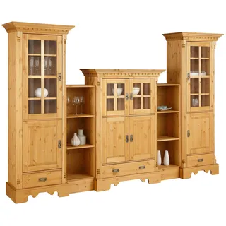 OTTO home Wohnwand OTTO HOME "Milan", beige (natur), B:326cm H:199cm T:47cm, Massivholz, Kastenmöbel-Sets, Wohnwand, aus massiver Kiefer, FSC zertifiziert, Topseller