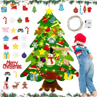 Filz Weihnachtsbaum, 95 cm DIY Kinder Weihnachtsbaum, Abnehmbaren Weihnachtsbaum, Mit 32 Abnehmbaren hängenden Ornamenten, Filz Weihnachtsbaum Kinder, Für Home/Tür/Wand Hängend Dekor
