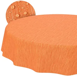 ANRO Tischdecke abwaschbar Wachstuch Rund 140 cm Orange