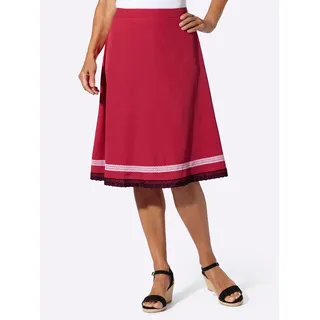 Trachtenrock CLASSIC BASICS, Damen, Gr. 48, rot, schwarz, 100% Polyester, gemustert, mehrfarbig, knielang, Röcke