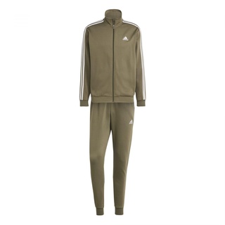 adidas Herren Basic 3-Streifen Fleece Trainingsanzug, S kurz, Olive Strata, S Kurz