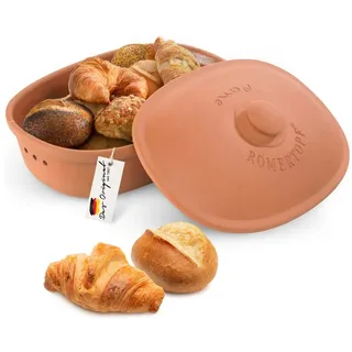 RÖMERTOPF Vorratsdose Brottopf oval MAXI 6,5 Liter - Keramik Brotkasten, (Set), aus Naturton rot