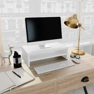 MOBCANT Monitorständer, TV-Aufsatz TV-Tisch Bildschirmerhöhung Monitorerhöhung Geeignet für Wohnung Büro Schlafzimmer Hotel Weiß 42x24x13 cm Holzwerkstoff