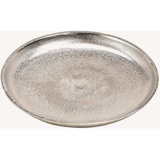 Meinposten Dekoteller Teller Tablett Dekoteller silber Metall Schale Dekoschale Dekotablett Ø 20 cm (1 Stück) silberfarben
