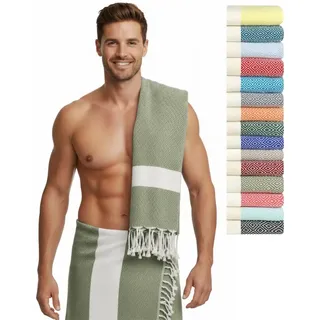 furora HOLIDAY Saunatuch Saunahandtuch Saunatuch Damen + Herren, Hamamtuch groß 100x200 XXL grün