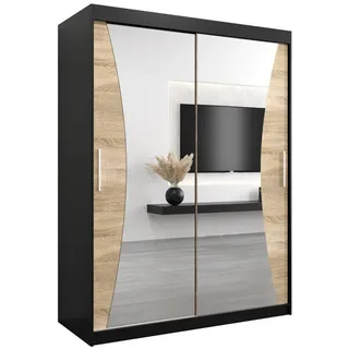 abiks möbel Schwebetürenschrank MONACO 150 x 200 x 62 cm Schwarz