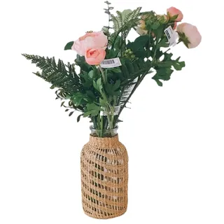 Glasvase Mit Naturhanfseil-geflecht ‚Äì Große Gr√∂ße (9,5 X 20,5 Cm) Und Kleine Gr√∂ße (8 X 17 Cm) ‚Äì Boho-dekor Für Wohnzimmer Und Büro
