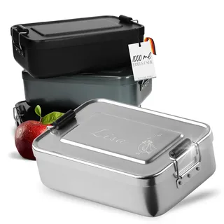 Personalisierte Lunchbox 1000 ml Aluminium - robuste Brotdose Vogel Motiv | Brotzeitbox, Jausenbox, mit Motiv, Frühstücksbox für Schule, Schulverpflegung, personalisierte Geschenkidee, robust