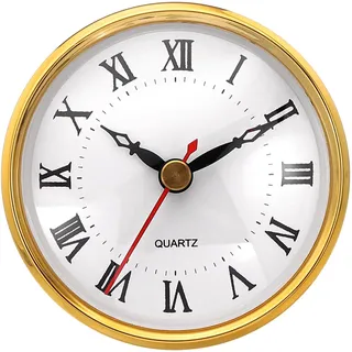 PATIKIL 80mm Quarz Uhrwerk Wanduhr, Stille Römische Ziffern Kaminuhren | Ersatz für Tischuhr, Stehuhr, Standuhr (Goldfarben/Weiß, Stil 19)