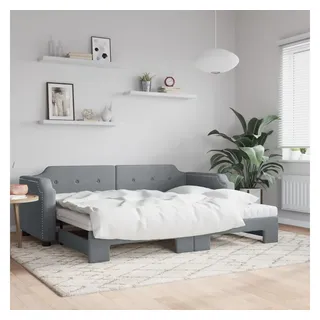 furnicato Bett Ausziehbares 2-in-1 Tagesbett Sofa 223x100x66,5 cm Hellgrau (1-tlg), Schlafsofa mit zwei Schaumstoffmatratzen für Wohn- und Schlafzimmer grau 192.5 cm x 223 cm x 66.5 cm