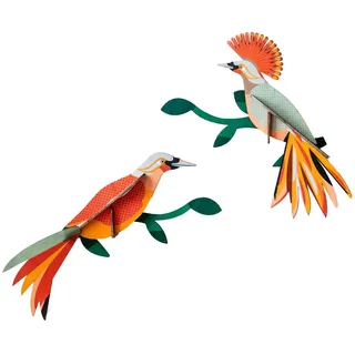 WANDDEKO Feuriges Vogel-Duo 23/7 cm