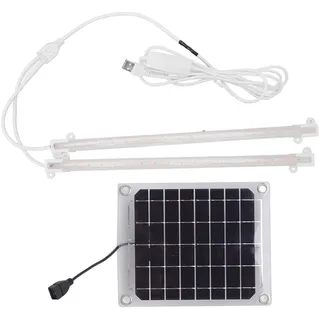 Solarleuchten für Zimmerpflanzen Im Freien, LED Solarbetriebener Grow Light Strip Pflanzenzuchtlampen mit 1-10 Level Control Schalter für Balkon Gewächshaus Kräuter Gemüse Blumen(20 W)