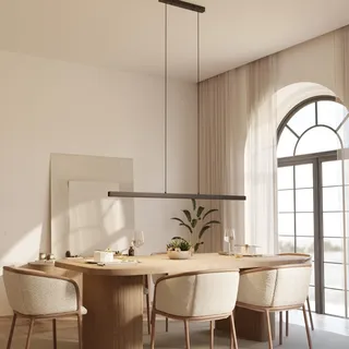 Dimmbare Pendelleuchte 'Calimera', LED Deckenleuchte, moderne Hängelampe Esstisch Wohnzimmer Smart Home Schwarz 80cm