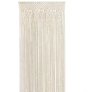 URPIZY Manuell Gewebter Türvorhang Tapisserie Bohemian Stil Baumwolle Elegantes Makramee Design Beige Für Wohnzimmer Hochzeit Party Hintergrund Für Deko 90x180cm 90x200cm 100x200cm(90x180cm)