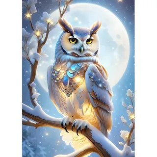 GDYEEH Verträumte Eule Diamond Painting Kits Erwachsene, 5D Nachthimmel Diamant Kunst Bilder Anfänger, DIY Runder Vollbohrer Heller Mond Diamanten Malerei Stickerei Geschenke Home Wand Dekor 30x40 cm