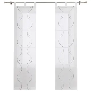 Joyswahl Schiebegardine (2 St), Schlaufen, transparent, Voile Flächenvorhänge, Bestickt, Schiebevorhang Wohnzimmer grau 57 cm x 145 cm