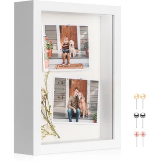 MUXIUNT 3D Tiefer Bilderrahmen Zum Befüllen 15x20cm Mit Weichem Leinenfutter–echtes Glas,Bilderrahmen 3D Dicker Rahmen Mit Tief Breit Zum Befüllen Ausstellung Basteln Hochzeit Baby Foto Deko Geschenk