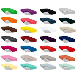 Spannbettlaken Jersey Spannbetttuch 100% Baumwolle Bettlaken Spannbettuch Laken 28 Farben, Größe:70 x 140 cm, Farbe:Grau - Grau