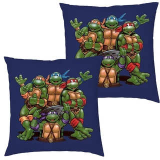Blondie & Brownie Dekokissen Turtles Ninja Schildkröten Team Pizza Kissen mit Füllung blau