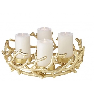EDZARD Adventskranz Porus Gold, Geweih-Design, Aluminium vernickel, Durchmesser 30 cm, für Kerzen ø 6 cm