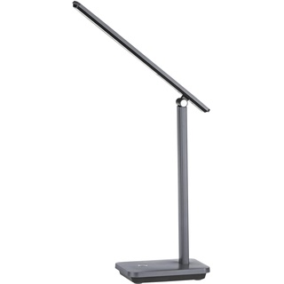EGLO LED Akku Tischlampe Iniesta, aufladbare Nachttischlampe touch dimmbar, Schreibtischlampe Büro mit USB Ladefunktion, Kunststoff in Grau und Schwarz, warmweiß-kaltweiß