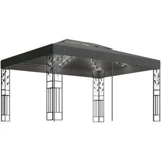 vidaXL Pavillon mit Doppeldach & LED-Lichterkette 3 x 4 m Anthrazit