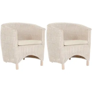 Krines Home Loungesessel Set/2 Rattan-Sessel Club/Wohnzimmersessel Clubsessel/Rattansessel, Lounge weiß