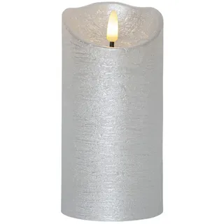 Star Trading Rustik LED Echtwachs Stumpenkerze 15 cm silber