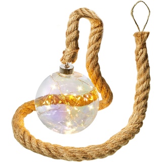 AMARE 10cm Perlmuttglas-Kugel LED beleuchtet am Seil